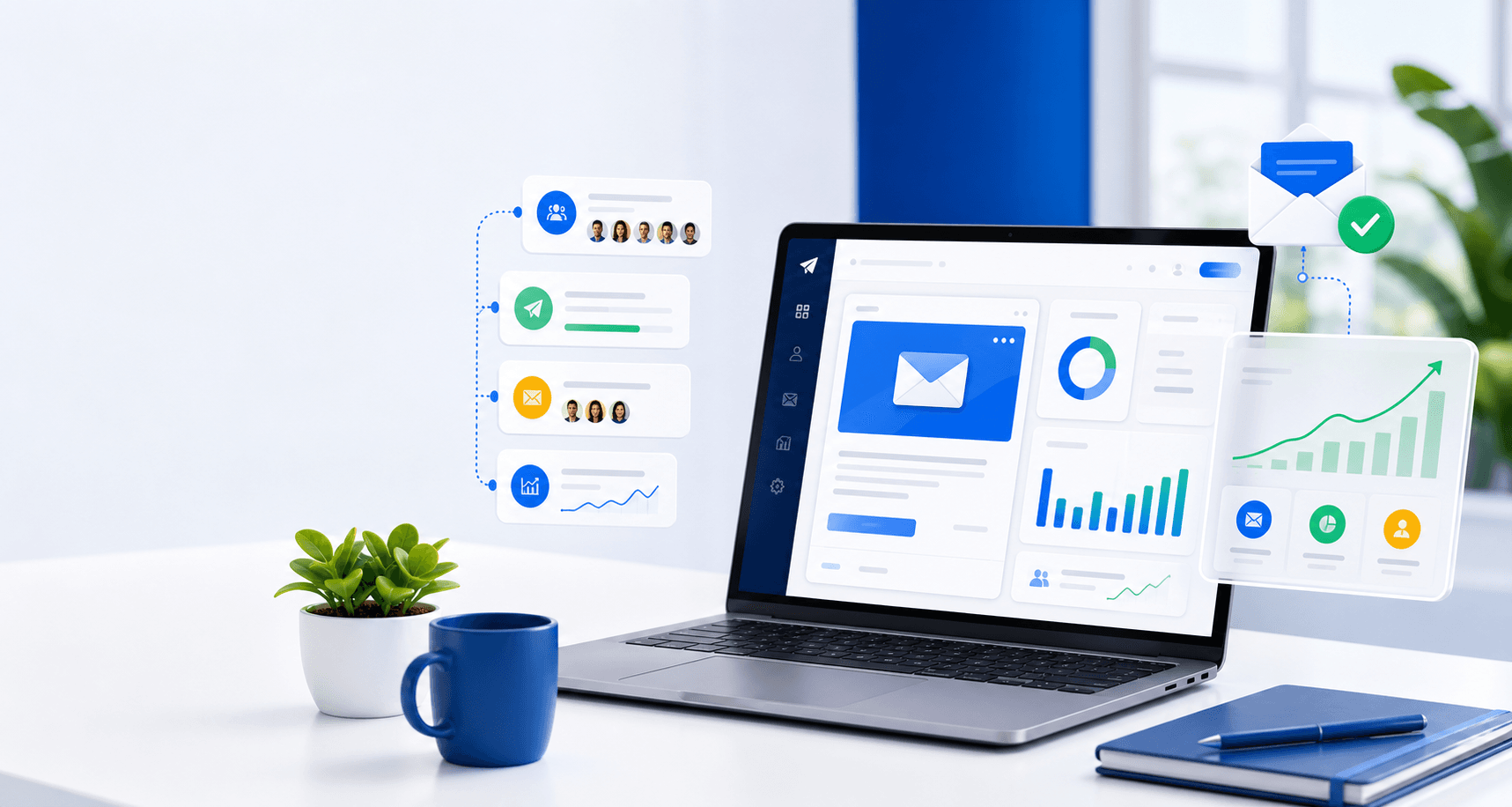 Email marketing dashboard with campaign analytics and inbox delivery workflow